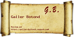 Galler Botond névjegykártya